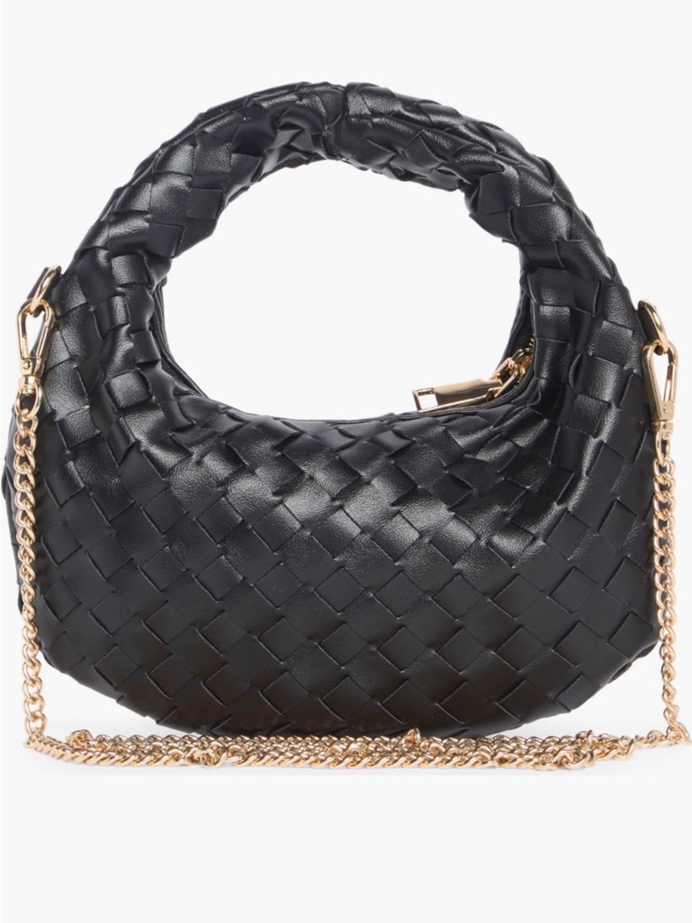 Urban Expression Woven Mini Hobo Bag with Gold Chain Strap